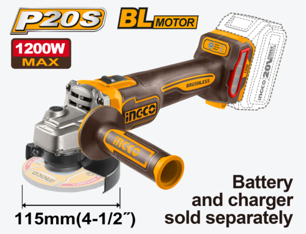 20V PS+ C/L GRINDER 115MM 1200W BRUSHLESS