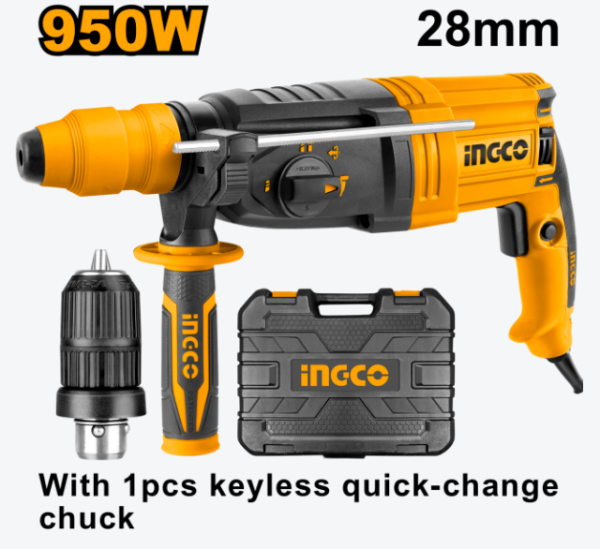 DRILL ROTARY HAMMER 950W KIT K/LESS CHUCK